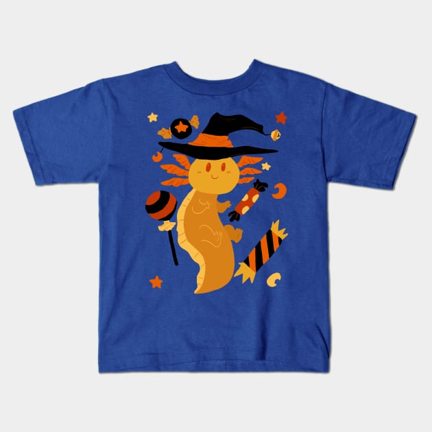 Halloween Candy Axolotl Kids T-Shirt by saradaboru